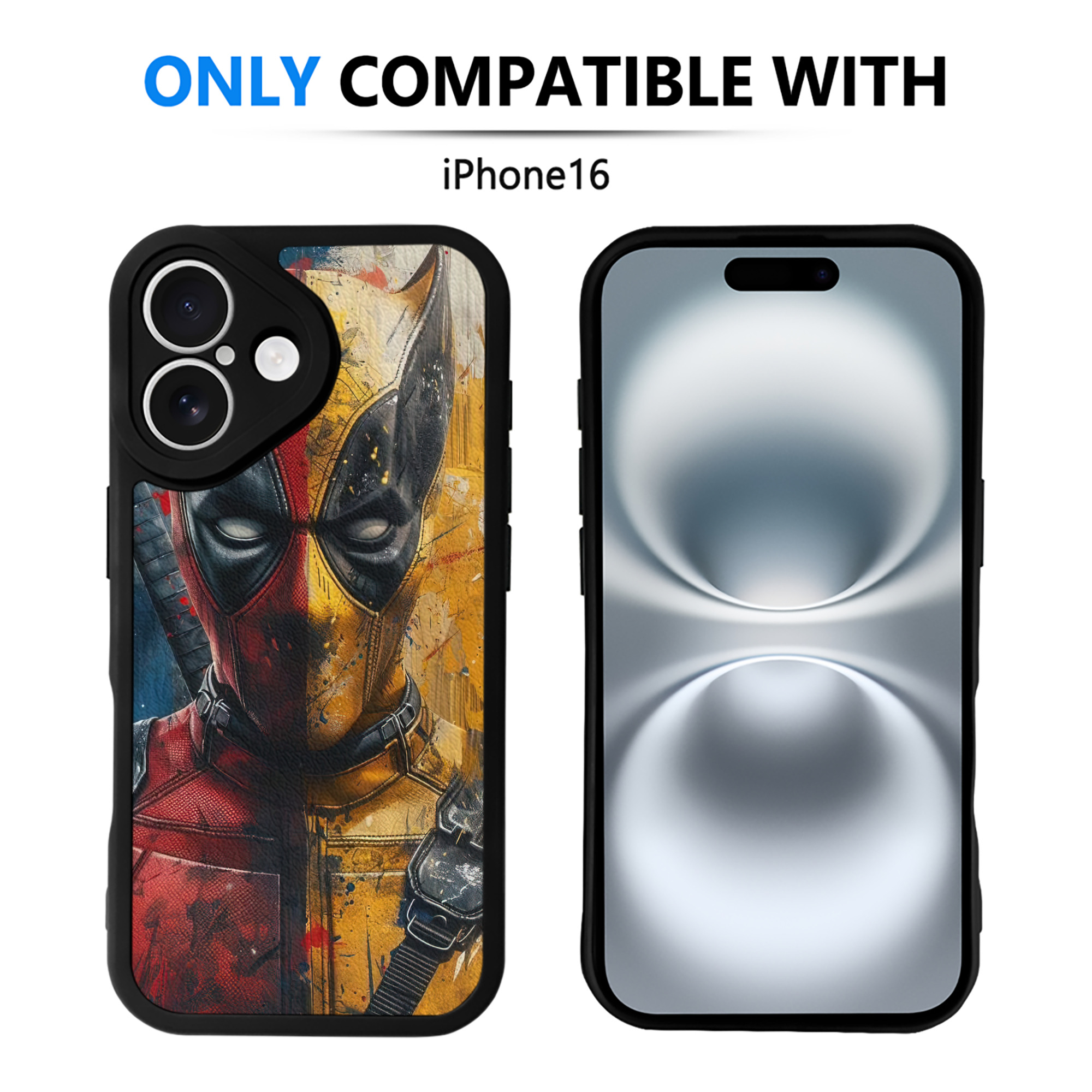 （画像用） Deadpool デッドプール 【iPhone 16シリーズ対応】シリコンスマホケース（レザー調） 材質：シリコン
